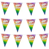 Boland 3x Stuks Boland PE vlaggenlijn - 6m - Happy birthday - Regenboog - Vlaggenlijnen