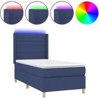 vidaXL Boxspring met matras en LED stof blauw 80x200 cm