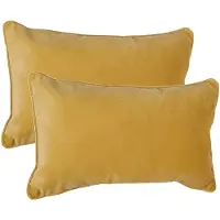 Atmosphera Bank/sierkussens huiskamer Sophia - 2x - 30 x 50 cm - Okergeel - polyester - met rits - Sierkussens