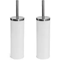 Spirella MSV Toiletborstel - houder/wc-borstel - 2x - metaal - ivoor wit 38 cm - Toiletborstels