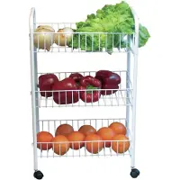 Spirella MSV Keuken/badkamer trolley - metaal - wit - met wielen - 41 x 26 x 63 cm - Opberg trolley
