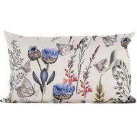 Anna's Collection buitenkussen bloem - Creme/paars - 30 x 50 cm - Sierkussens