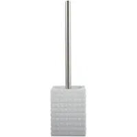 Spirella MSV Toiletborstel houder Kubik - kunststeen - wit/zilver - 37 cm - Toiletborstels