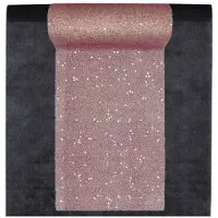 SANTEX Feest tafelkleed met glitter loper op rol - zwart/rose goud - 10 meter - Feesttafelkleden