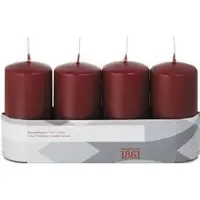 Trend Candles 4x Kaarsen bordeauxrood 5 x 10 cm 18 branduren sfeerkaarsen - Stompkaarsen