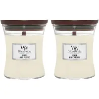 Woodwick 2x Geurkaars Medium Linen 275 gr