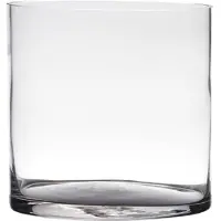 Hakbijl Glass Transparante home-basics cylinder vorm vaas/vazen van glas 19 x 19 cm - Vazen