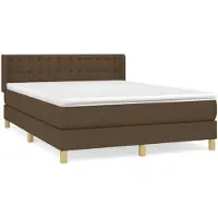 vidaXL Boxspring met matras stof donkerbruin 140x200 cm