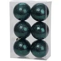 Cosy & Trendy 12x Kunststof kerstballen cirkel motief petrol blauw 6 cm kerstboom versiering/decoratie - Kerstbal