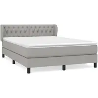 vidaXL Boxspring met matras stof lichtgrijs 140x190 cm