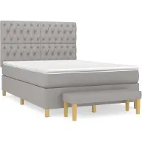 vidaXL Boxspring met matras stof lichtgrijs 140x200 cm