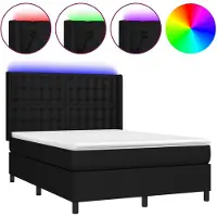 vidaXL Boxspring met matras en LED stof zwart 140x190 cm
