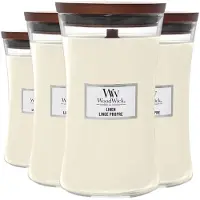 Woodwick 4x Geurkaars Large Linen 611 gr