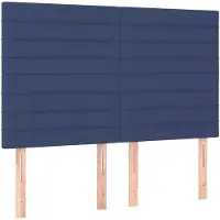 vidaXL Hoofdbord blauw 144x5x118/128 cm stof