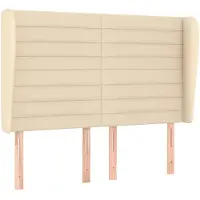 vidaXL Hoofdbord met randen 147x23x118/128 cm stof crèmekleurig