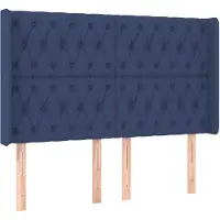 vidaXL Hoofdbord met randen 147x16x118/128 cm stof blauw