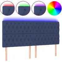 vidaXL Hoofdbord LED 180x7x118/128 cm stof blauw