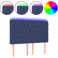 vidaXL Hoofdbord LED 144x7x118/128 cm stof blauw