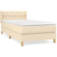 vidaXL Boxspring met matras stof crèmekleurig 100x200 cm