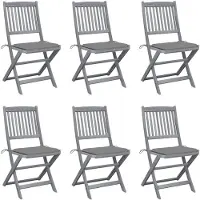 vidaXL Inklapbare stoelen 6 st met kussens massief acaciahout