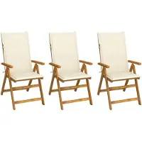 vidaXL Tuinstoelen 3 st inklapbaar met kussens massief acaciahout