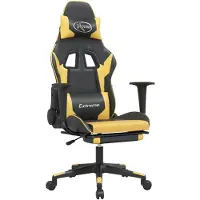 vidaXL Massage gamestoel met voetensteun kunstleer zwart/goudkleurig