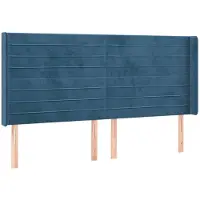 vidaXL Hoofdbord met randen 203x16x118/128 cm fluweel donkerblauw