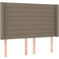 vidaXL Hoofdbord met randen 147x16x118/128 cm stof taupe