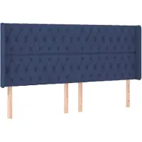 vidaXL Hoofdbord met randen 183x16x118/128 cm stof blauw