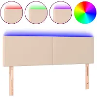 vidaXL Hoofdbord LED 144x5x78/88 cm kunstleer cappuccinokleurig