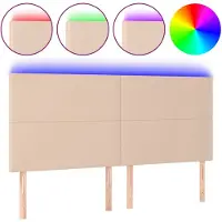 vidaXL Hoofdbord LED 200x5x118/128 cm kunstleer cappuccinokleurig
