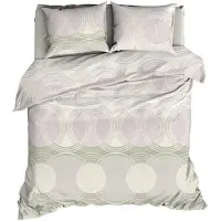 Satin d'or Dekbedovertrek Condi Sand/Wit Satijn-240 x 200 / 220 cm | Lits-Jumeaux