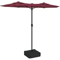 vidaXL Parasol dubbel dak met LED 316x145 cm bordeauxrood