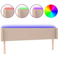 vidaXL Hoofdbord LED 183x16x78/88 cm kunstleer cappuccinokleurig