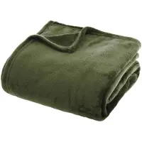 Atmosphera Fleece deken/fleeceplaid olijf groen 130 x 180 cm polyester - Plaids