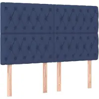 vidaXL Hoofdbord blauw 144x7x118/128 cm stof