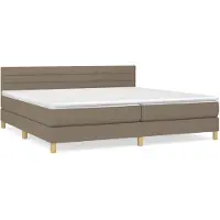 vidaXL Boxspring met matras stof taupe 200x200 cm