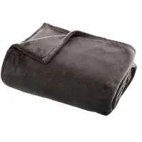 Atmosphera Fleece deken/fleeceplaid donker grijs 125 x 150 cm polyester - Plaids