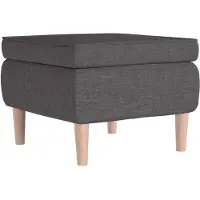 vidaXL Kruk met houten poten stof donkergrijs