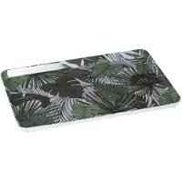 Secret De Gourmet Dienblad/serveerblad rechthoekig Jungle 45 x 30 cm wit/groen - Dienbladen