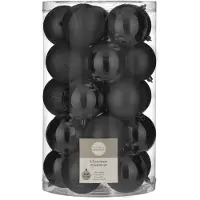 House of Seasons 25x stuks kunststof kerstballen zwart 8 cm - Kerstbal