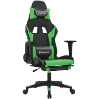 vidaXL Massage gamestoel met voetensteun kunstleer zwart en groen