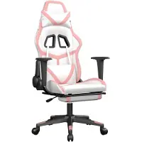vidaXL Gamestoel met voetensteun kunstleer wit en roze