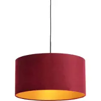 QAZQA Hanglamp met velours kap rood met goud 50 cm - Combi