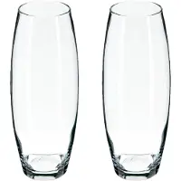 Atmosphera bloemenvaas - 2x - Ovaal model - transparant - glas - H26 x D11 cm - Vazen