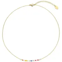 CO88 Collection 8CN-26424 Kralen Ketting - Collier - Kralen - 2,2mm - Ankerschakel - 1,2mm - 40+5cm - Multi Kleuren - Goudkleurig