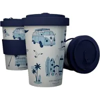 Puckator Reisbeker/Travel Cup - Volkswagen T1 Camper Explore More - RPET & Siliconen - Donkerblauw - 400ml