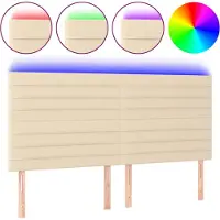vidaXL Hoofdbord LED 180x5x118/128 cm stof crèmekleurig