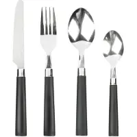 Benson 16-delige bestekset - Modern design - Zwarte handvaten - RVS - Vaatwasserbestendig