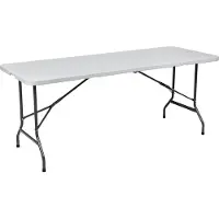 BRASQ Inklapbare Vouwtafel Wit - 180x70x74cm- Campingtafel - Klaptafel - Weerbestendig - Tafel met draaghandvat